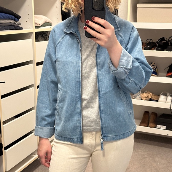 AYR "The Club" Denim Classic Designer 90s Inspired Collared Bomber Jacket XS - Picture 3 of 3